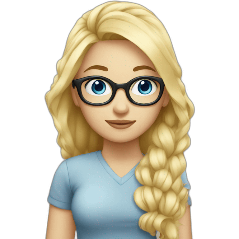 nerd girl blue eyes blonds hair emoji