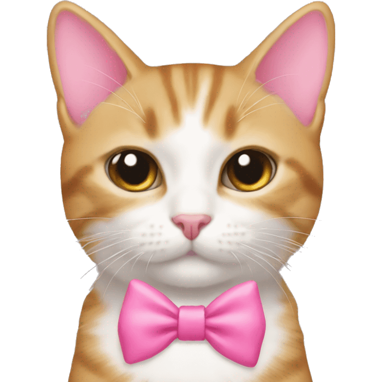 Pink bow on a cat emoji