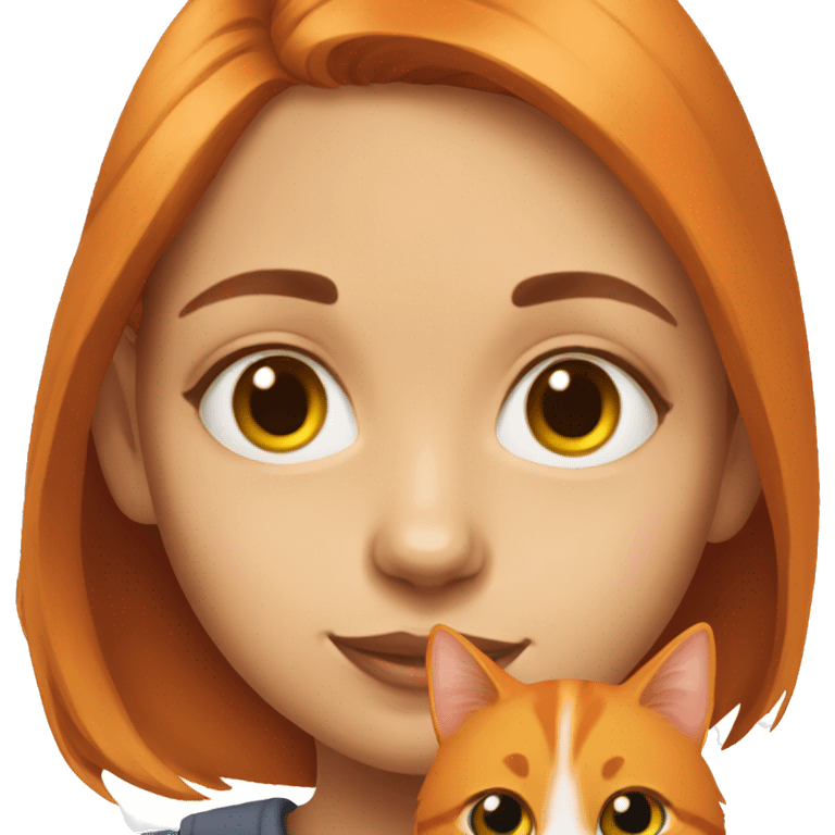 realistic portrait of girl with orange cat emoji