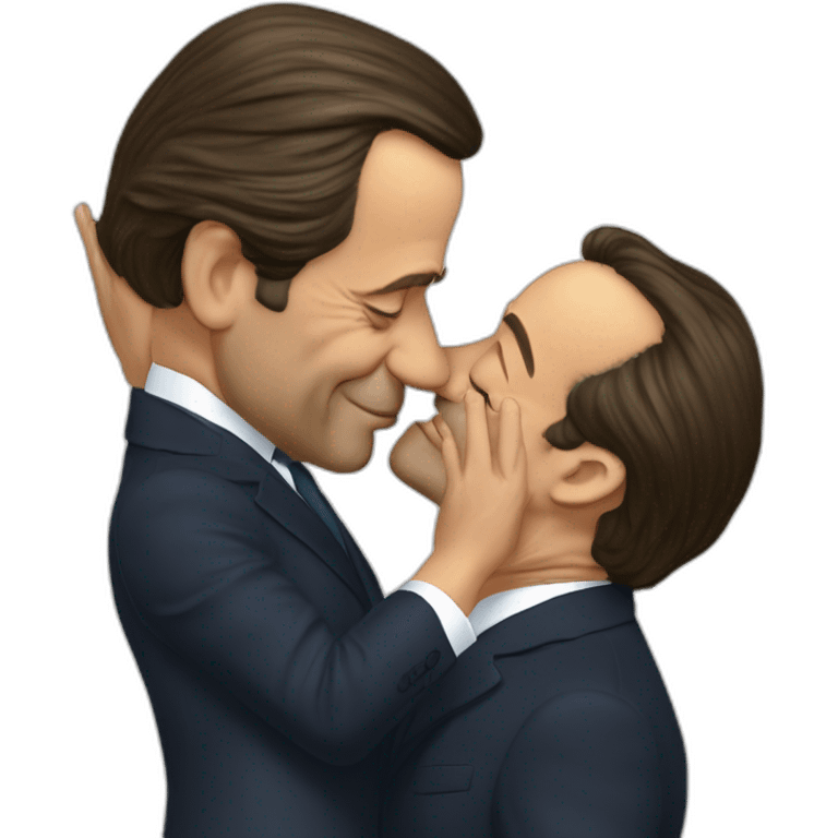 François Hollande kissing Nicolas Sarkozy emoji