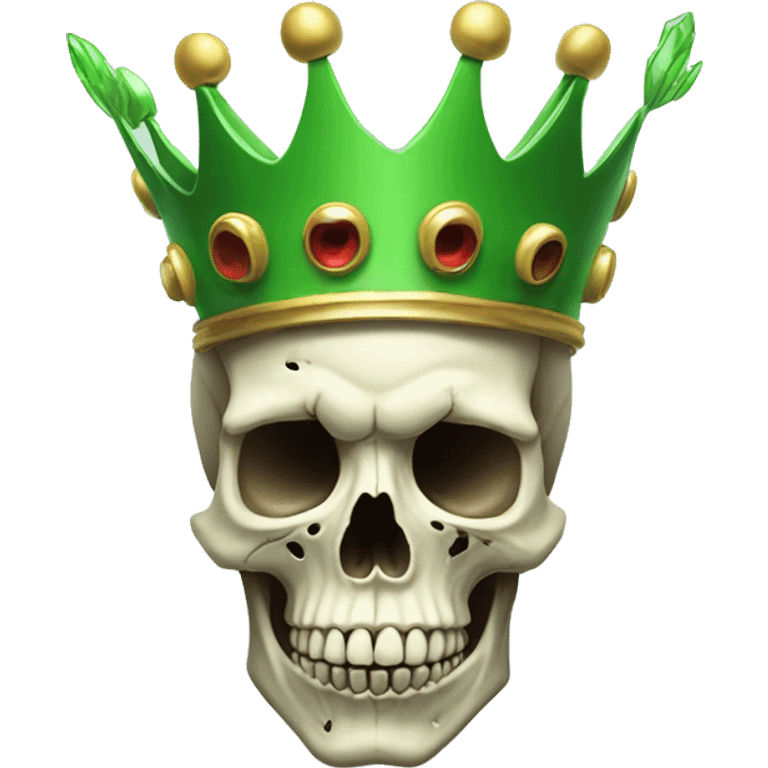 Mind blown skull with a green crown emoji