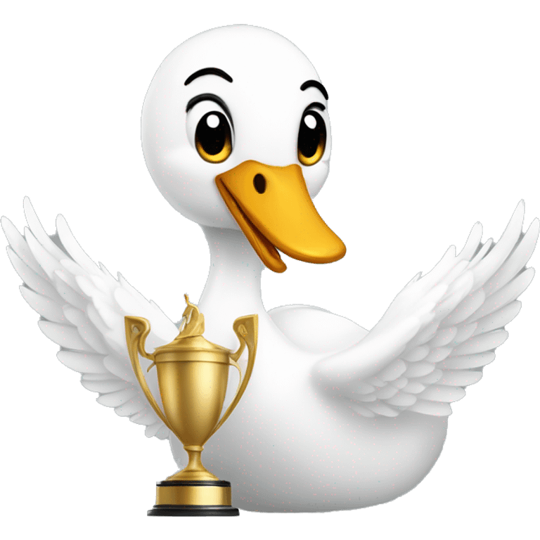 swan holding a trophy up emoji