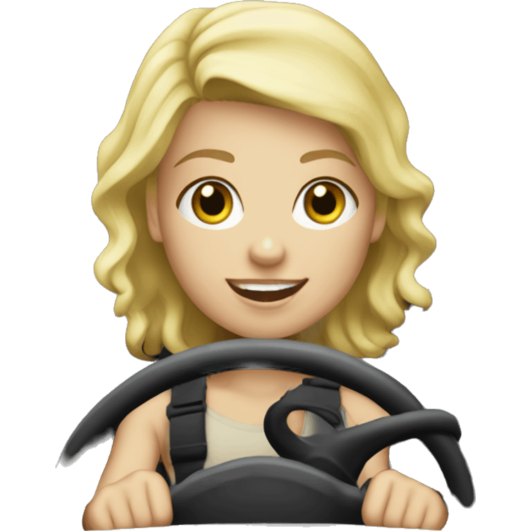 blonde girl driving black jeep emoji