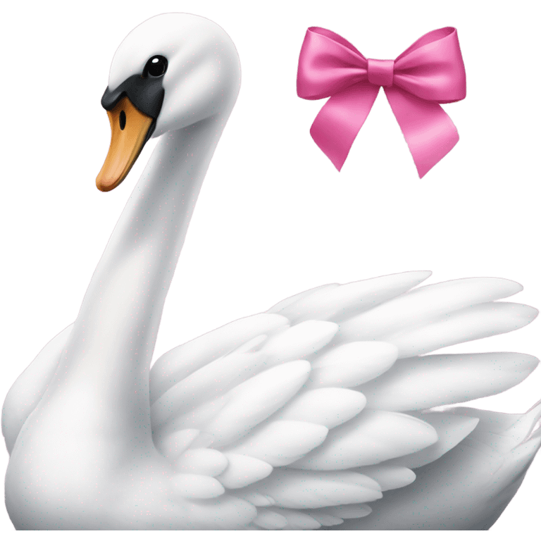 White swan with pink ribbon and pink tutu skirt emoji