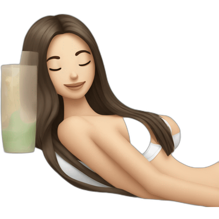 Long hair Brunette girl with spa mask relaxing emoji