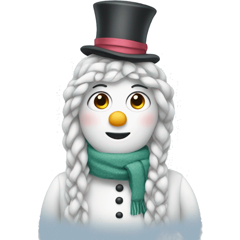 lady snowman with long hair emoji