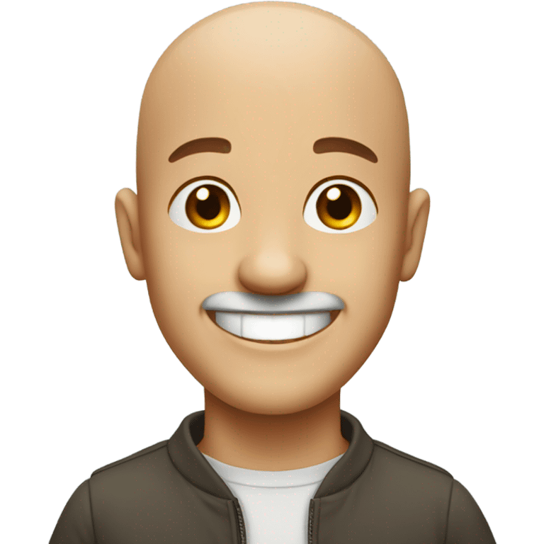 bald man with cheerful grin emoji