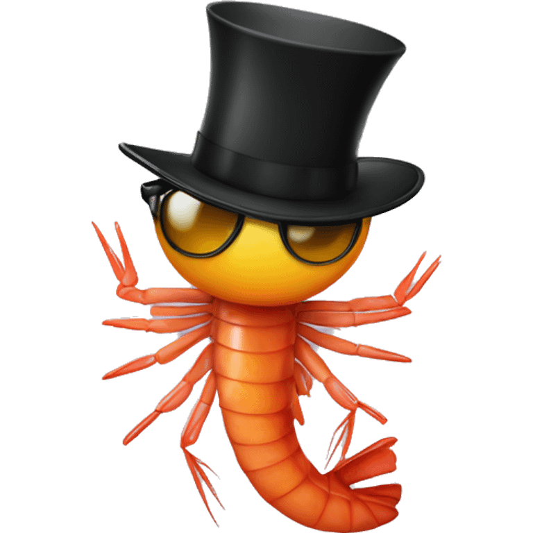 A shrimp mooning someone wearing a tophat and sunglasses emoji