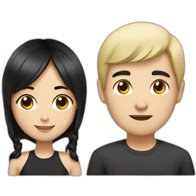 Asian man with black hair and blonde girl emoji