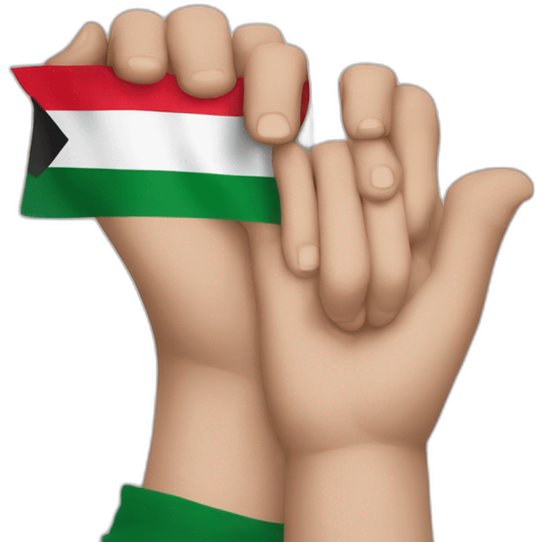 A person puts his hand over his mouth with the Palestinian flag drawn on his hand  emoji