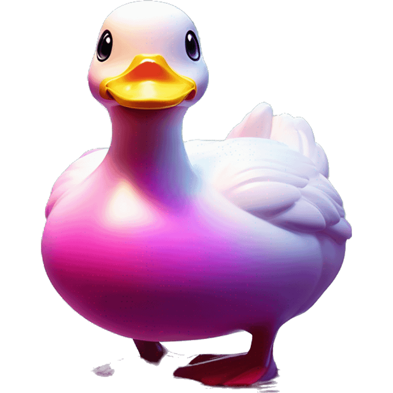 Synthwave rubberduck in SNES style, oil paint, epic eyes, intricate lips, exquisite pose, beautiful, desirable, logical, Midsommar  emoji