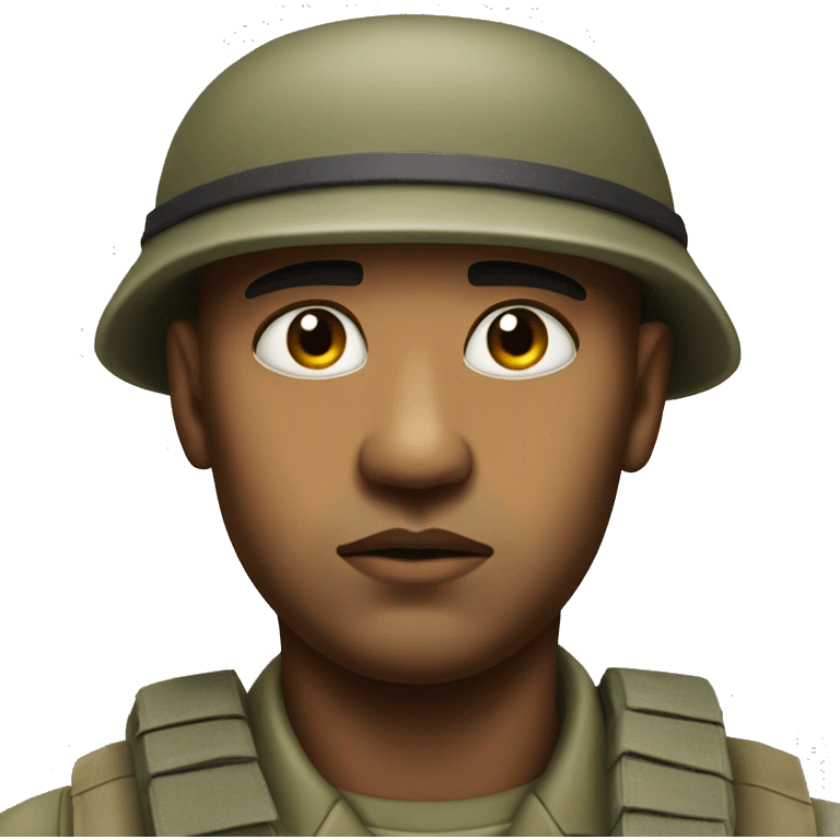 solider face doomy photorealistic serious emoji