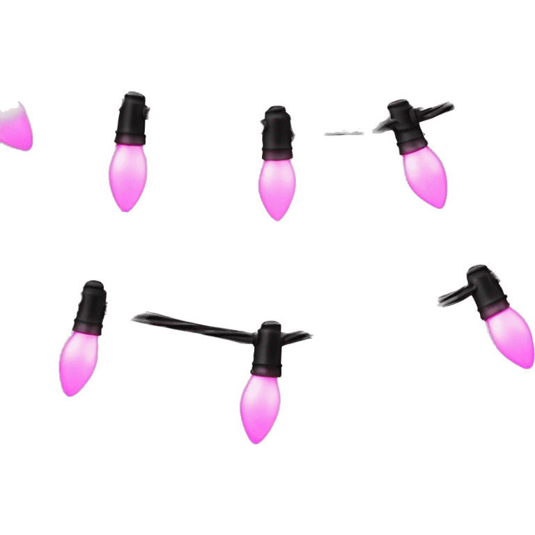 Realistic isolated long black and pink glowing string of christmas lights. emoji