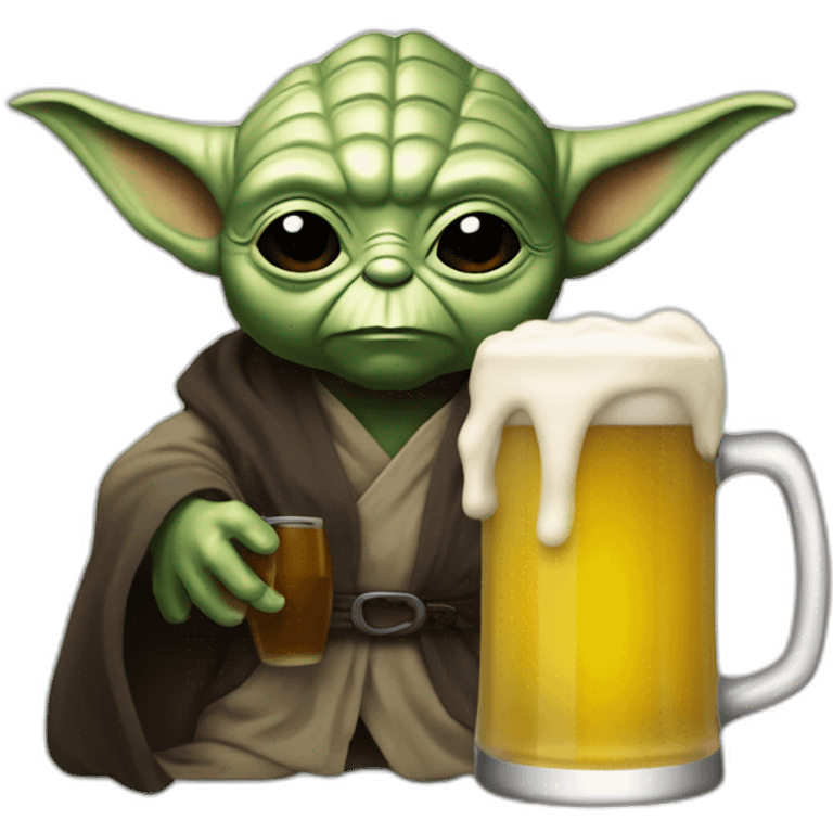 Yoda qui bois une bière avec Dark Vador emoji