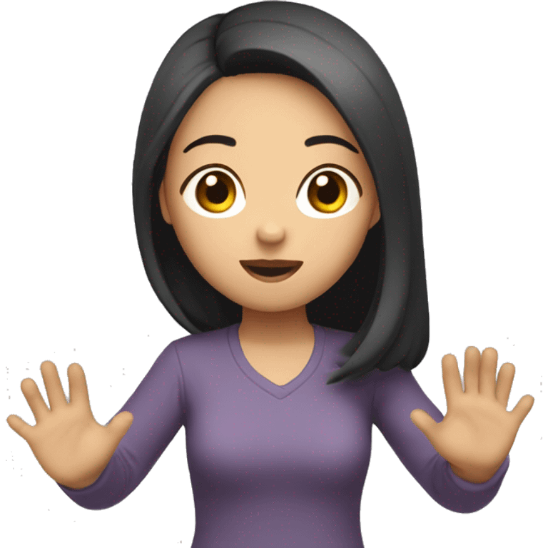 asian girl with her hands up emoji