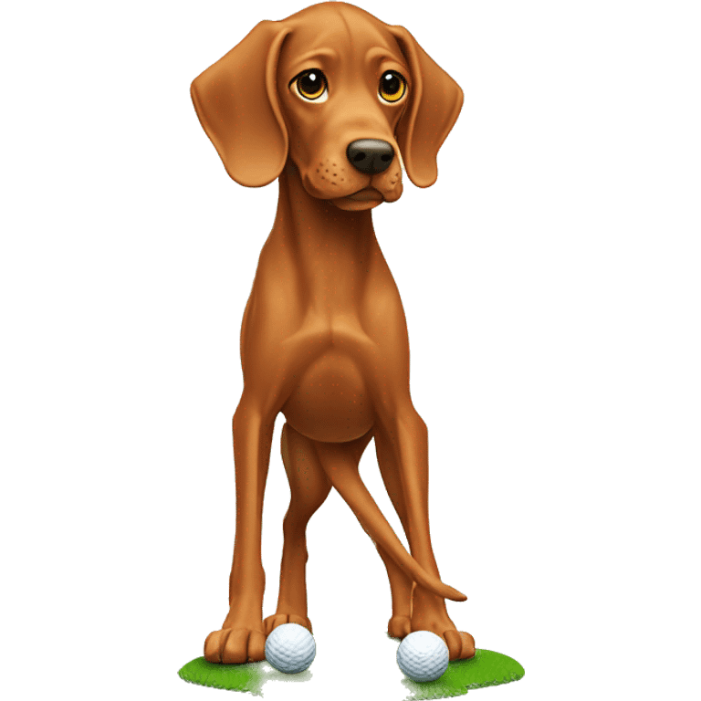 Vizsla playing golf emoji