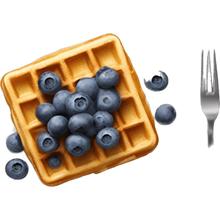 Belgian waffle with blueberries, bird view emoji