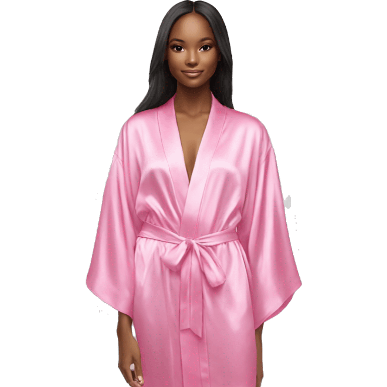 Victoria secret angel in pink silk robe with white angel wings emoji