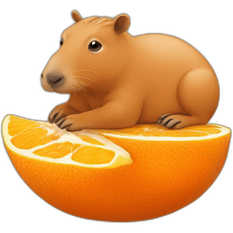 An orange sitting on capybara’s head emoji