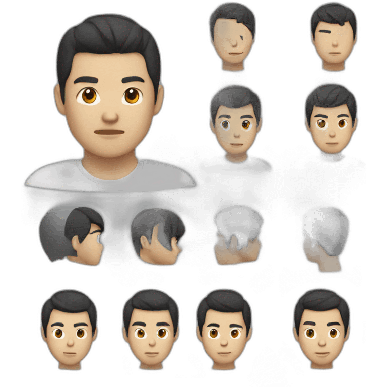 Asian Man black hair coding emoji