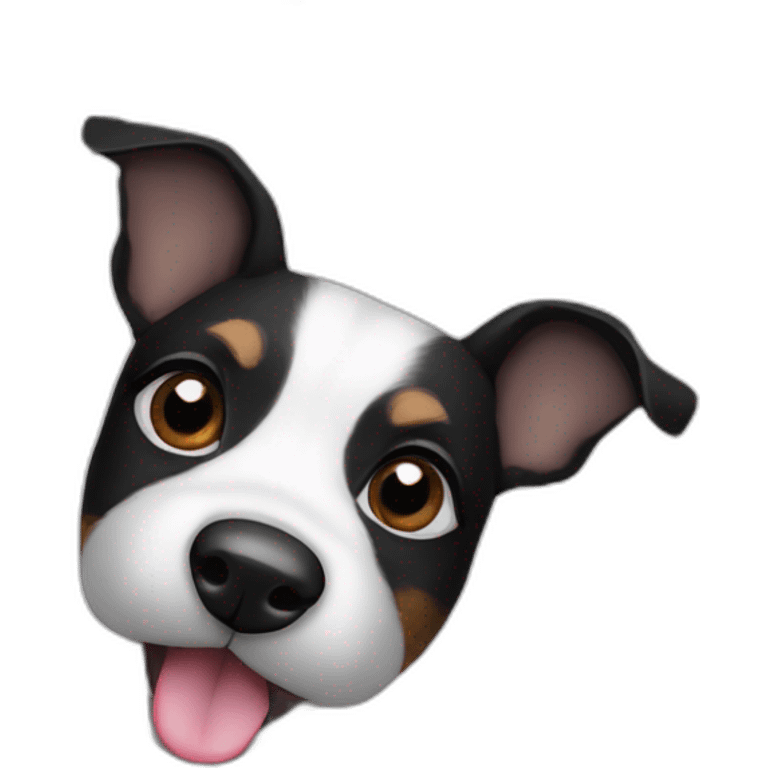 Black and white jack russel with raised ears emoji