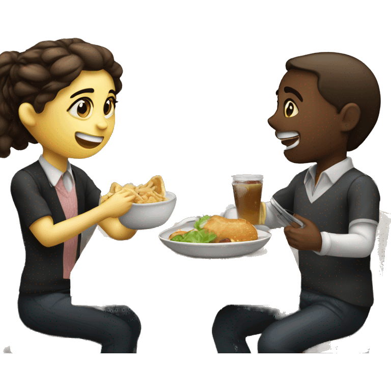 boy and girl eating in restuarant like dating emoji