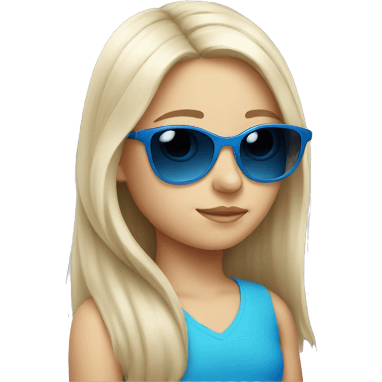 Little white girl with blue sunglasses emoji