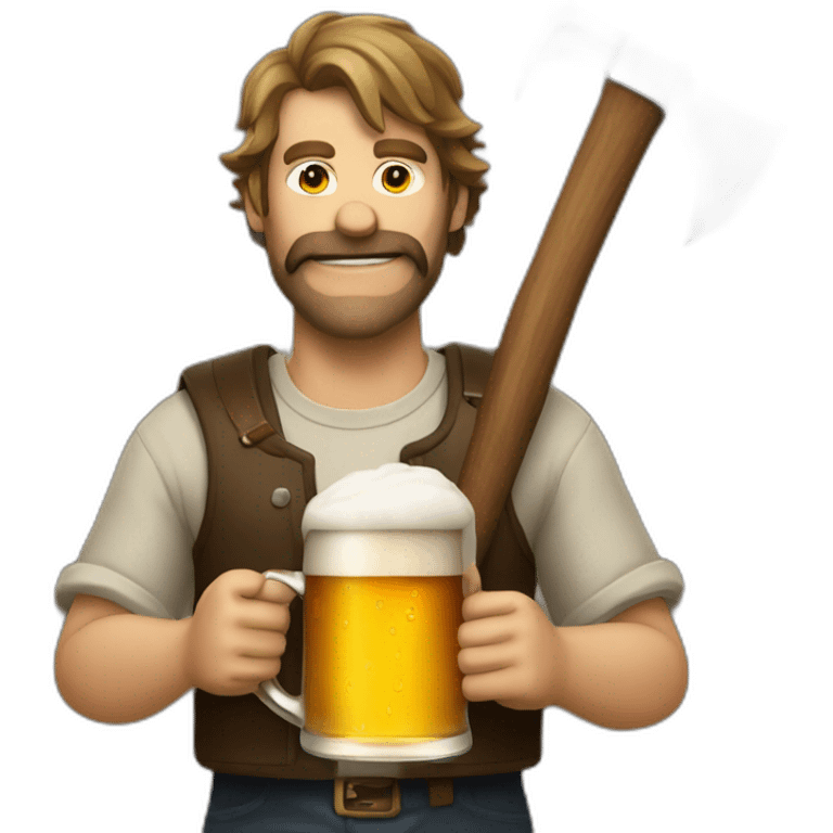 beer drinking man with an axe emoji