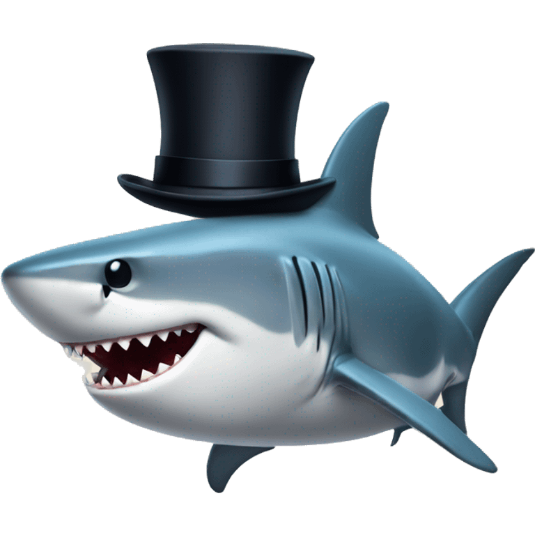 Shark with a top hat emoji