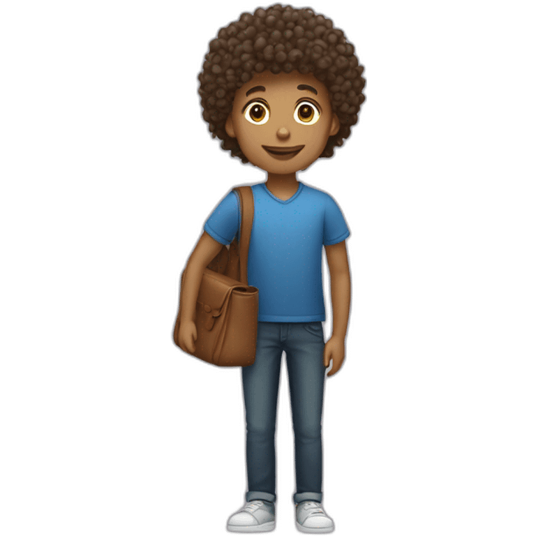 Curly hair boy passport  emoji