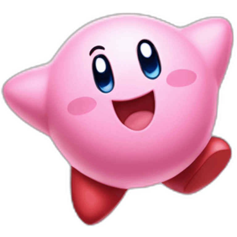 cute happy classic Kirby jumping on a star emoji