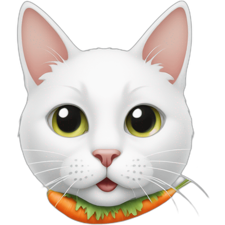 white cat with a carrot in her mouth emoji