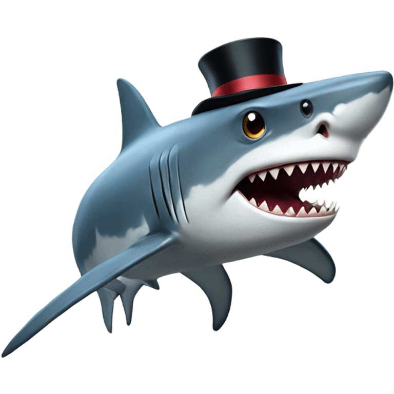 Shark with a top hat emoji