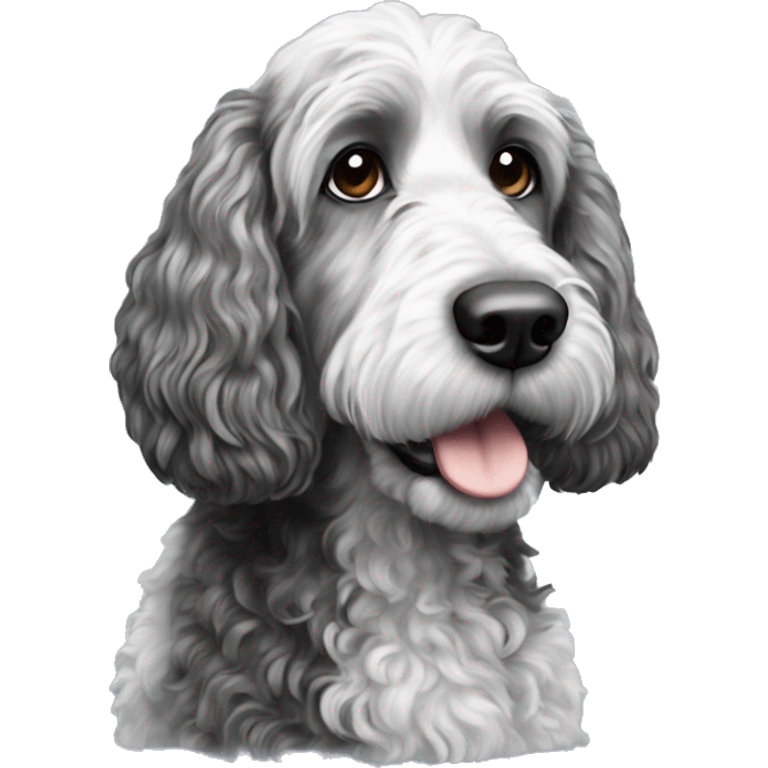 black and white doodle tall cockapoo  emoji