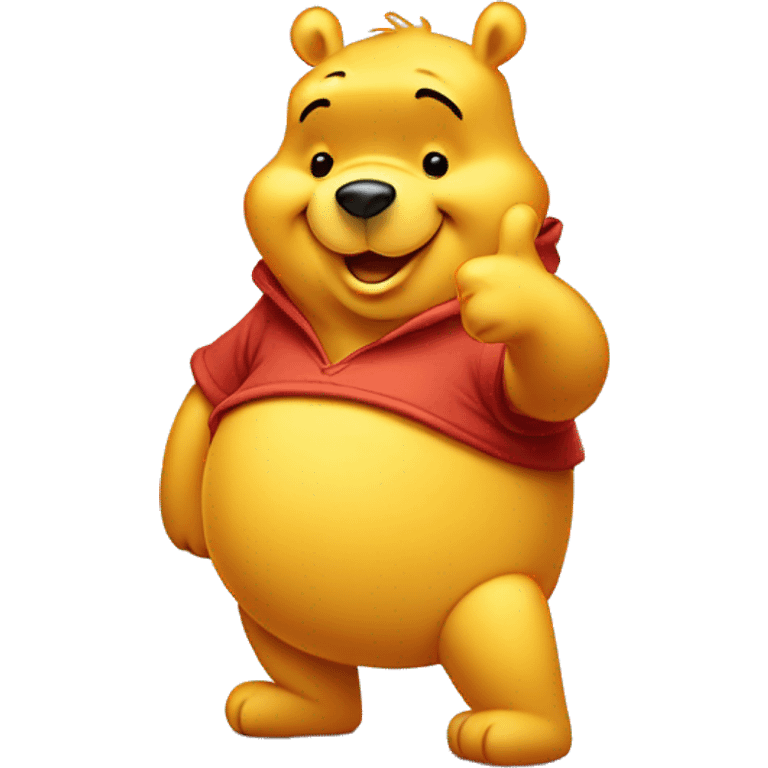 Winnie the pooh doing a thumbs up with a big tummy emoji