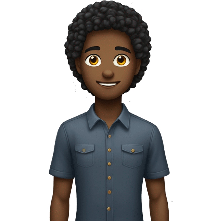 um menino adolescete negro com cabelo curto e olhoes castanhos emoji