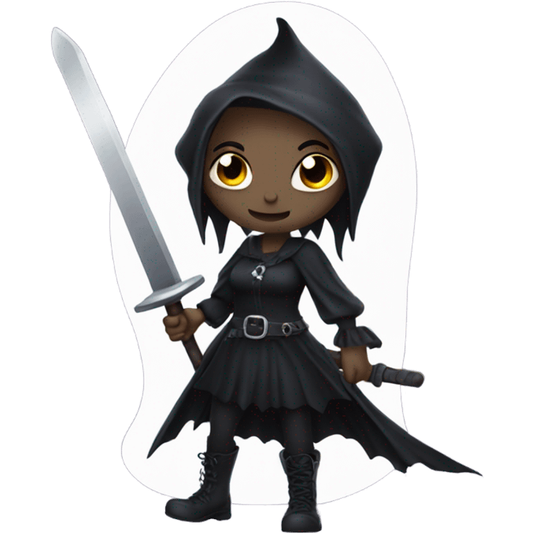 Goth witch holding a sword emoji