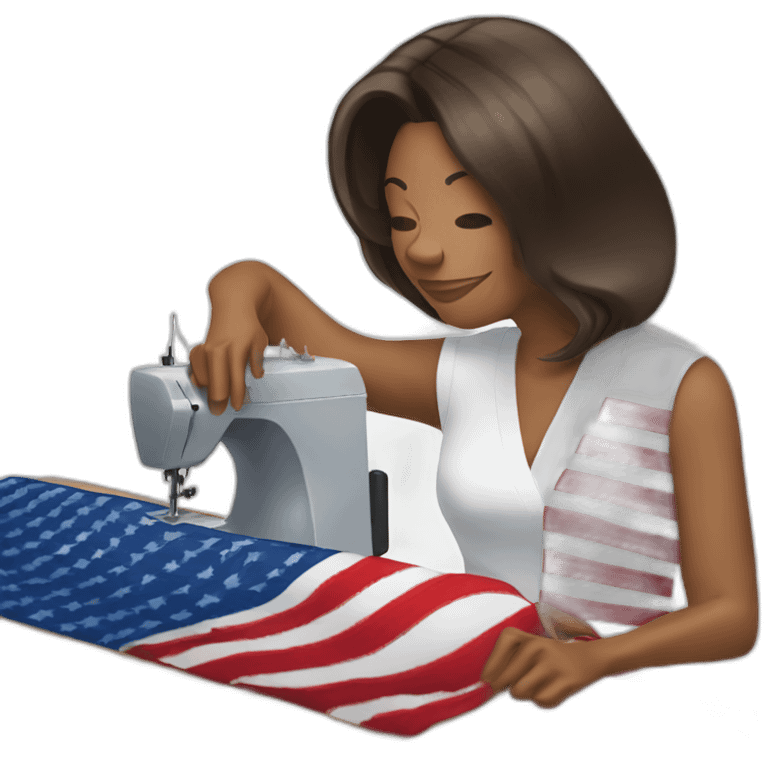 Michelle Obama sewing an American flag  emoji