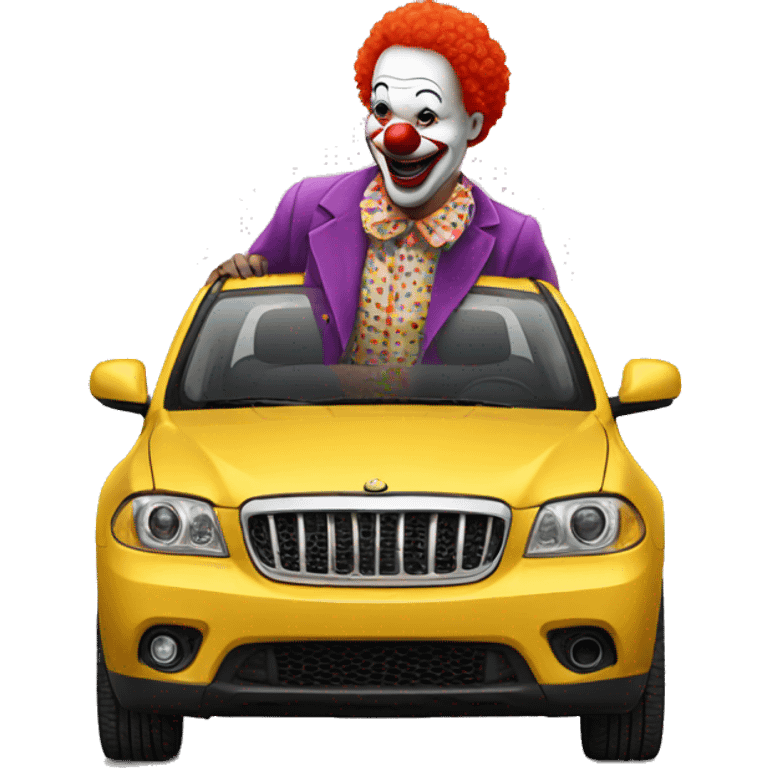 Clown on a car emoji