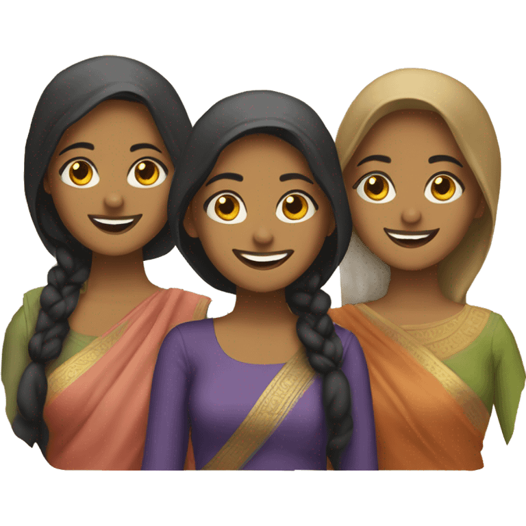 Three desi young woman smiling  emoji