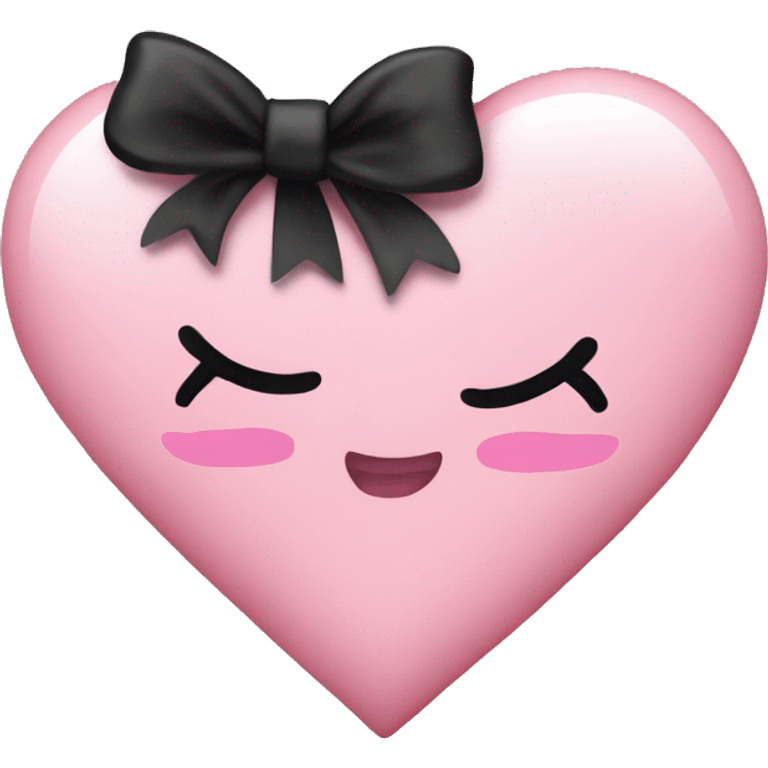 baby pink heart with mini black bows emoji