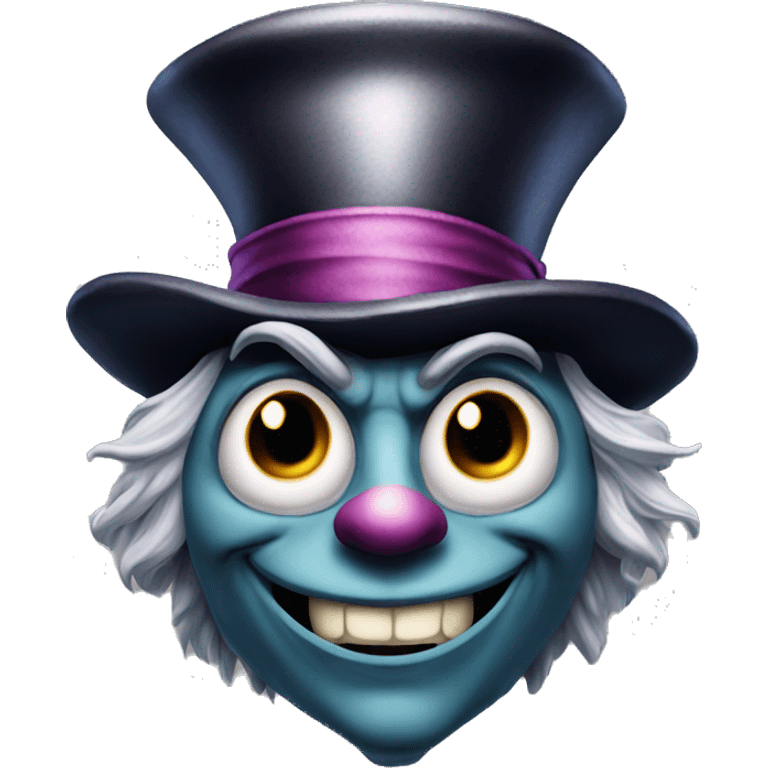 Evil mad hatter with large nose emoji