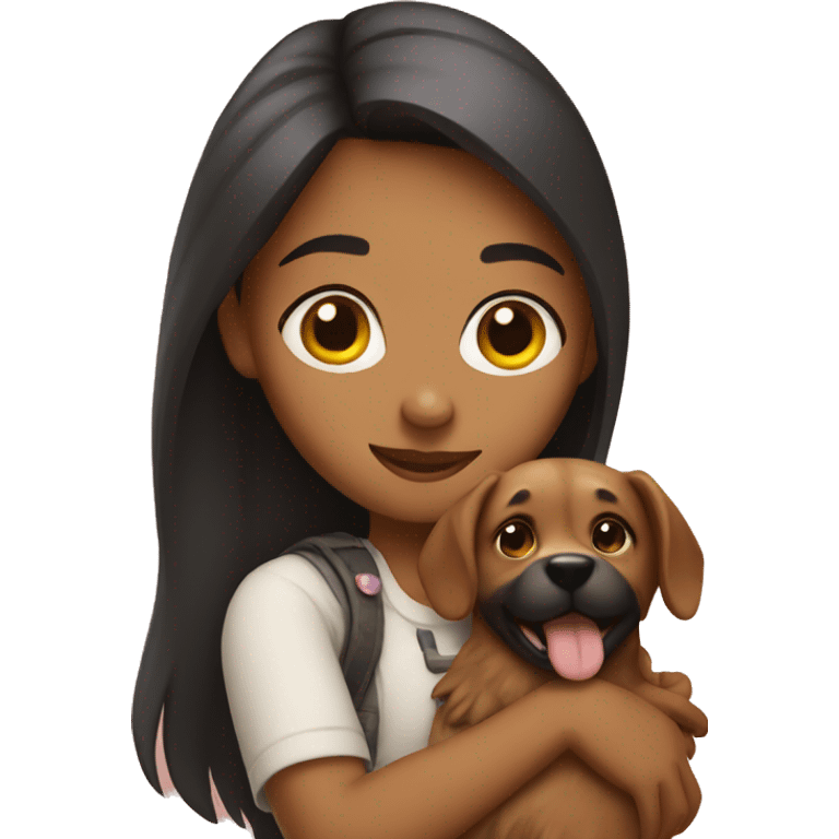 girl holding dog emoji