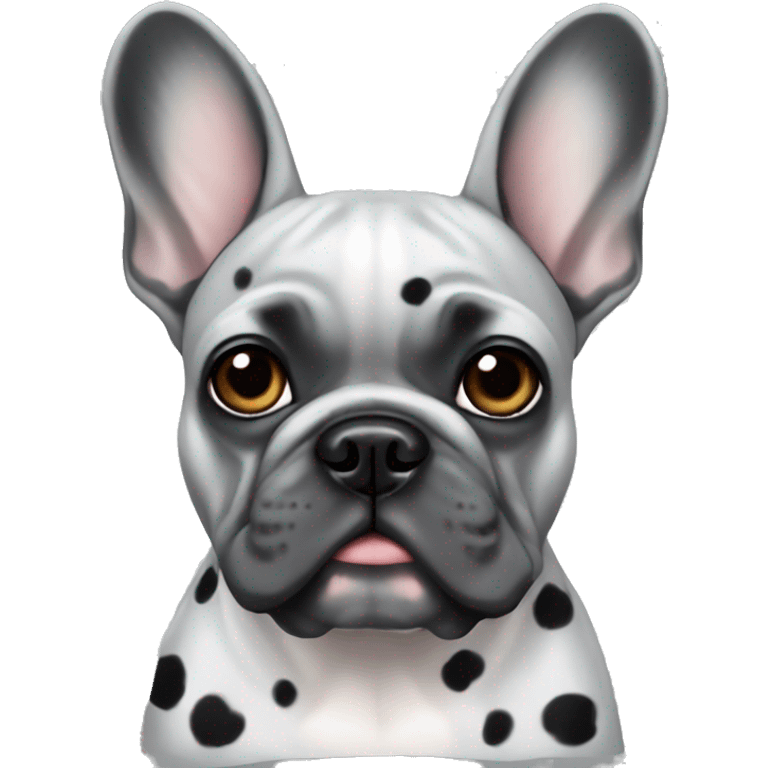 Grey French bulldog with black spots emoji