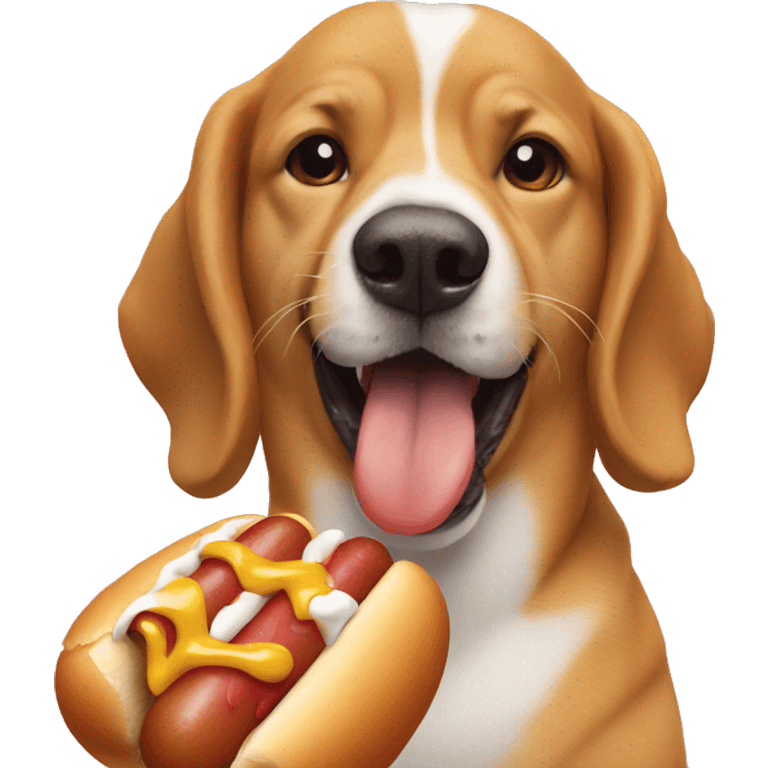 A dog eat hot dog emoji