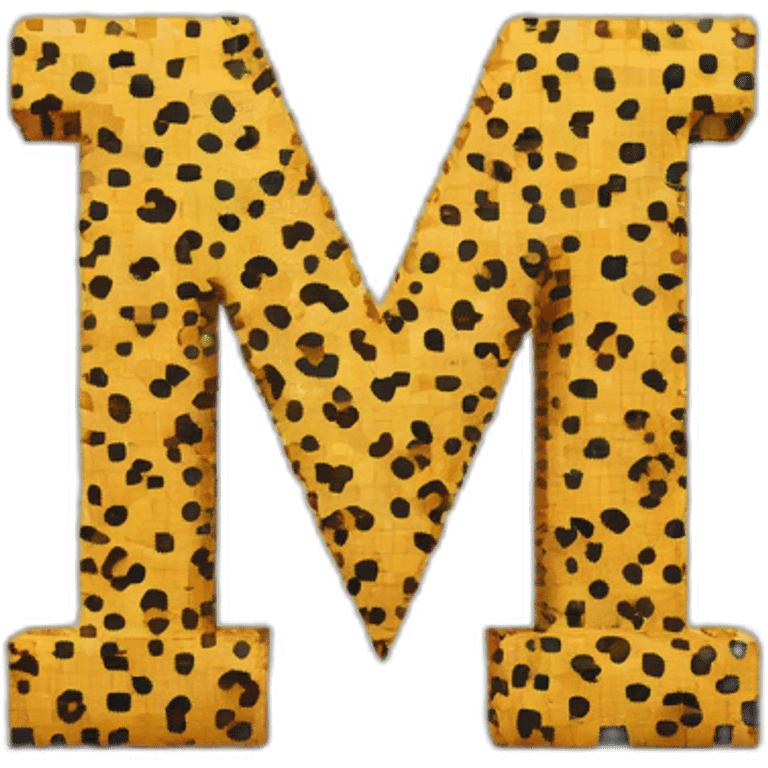 Letter "M" made of cube of pixels with cheetah pattern emoji