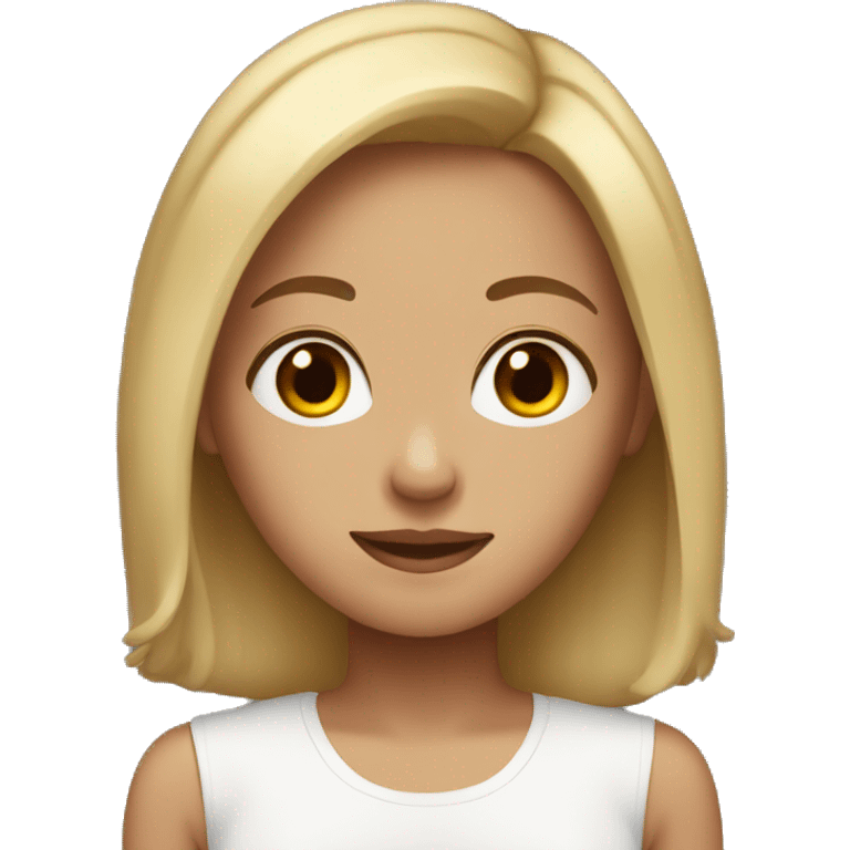 A girl with medium brown hair with a tiny bit of blonde at the bottom emoji