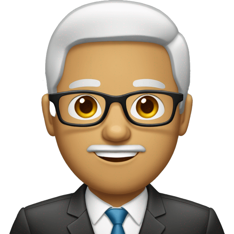 Menino moreno, cabelos partido para o lado liso preto, usando óculos, olhos castanhos   emoji