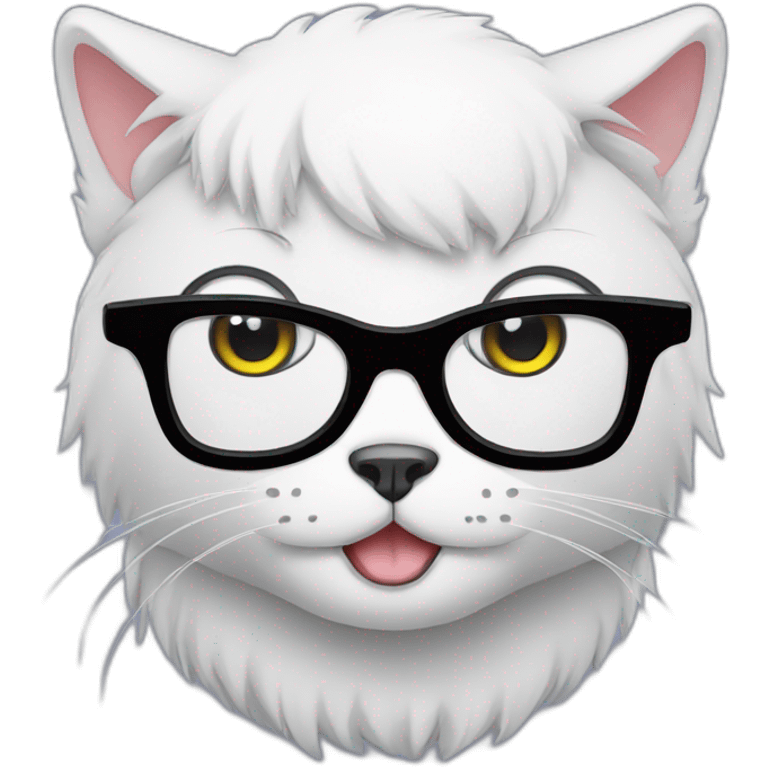 A black Cat with white glasses emoji