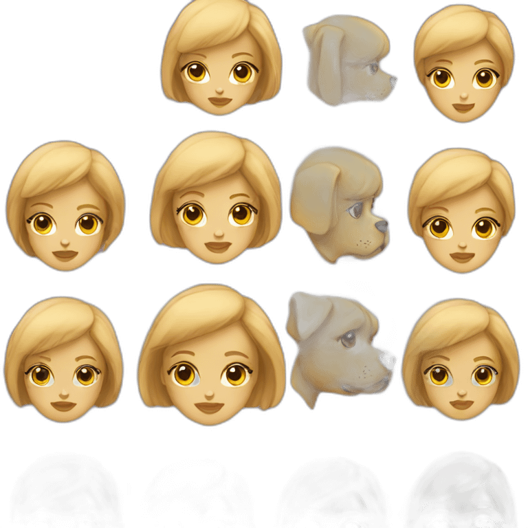 Blond lady with bob haircut with Pitbull dog emoji